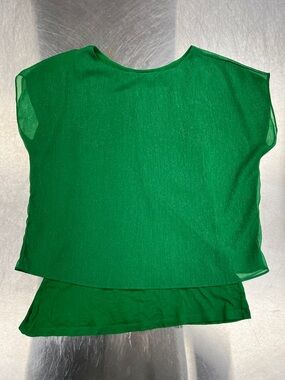 Express Vibrant Green Shimmer/Flowy Top